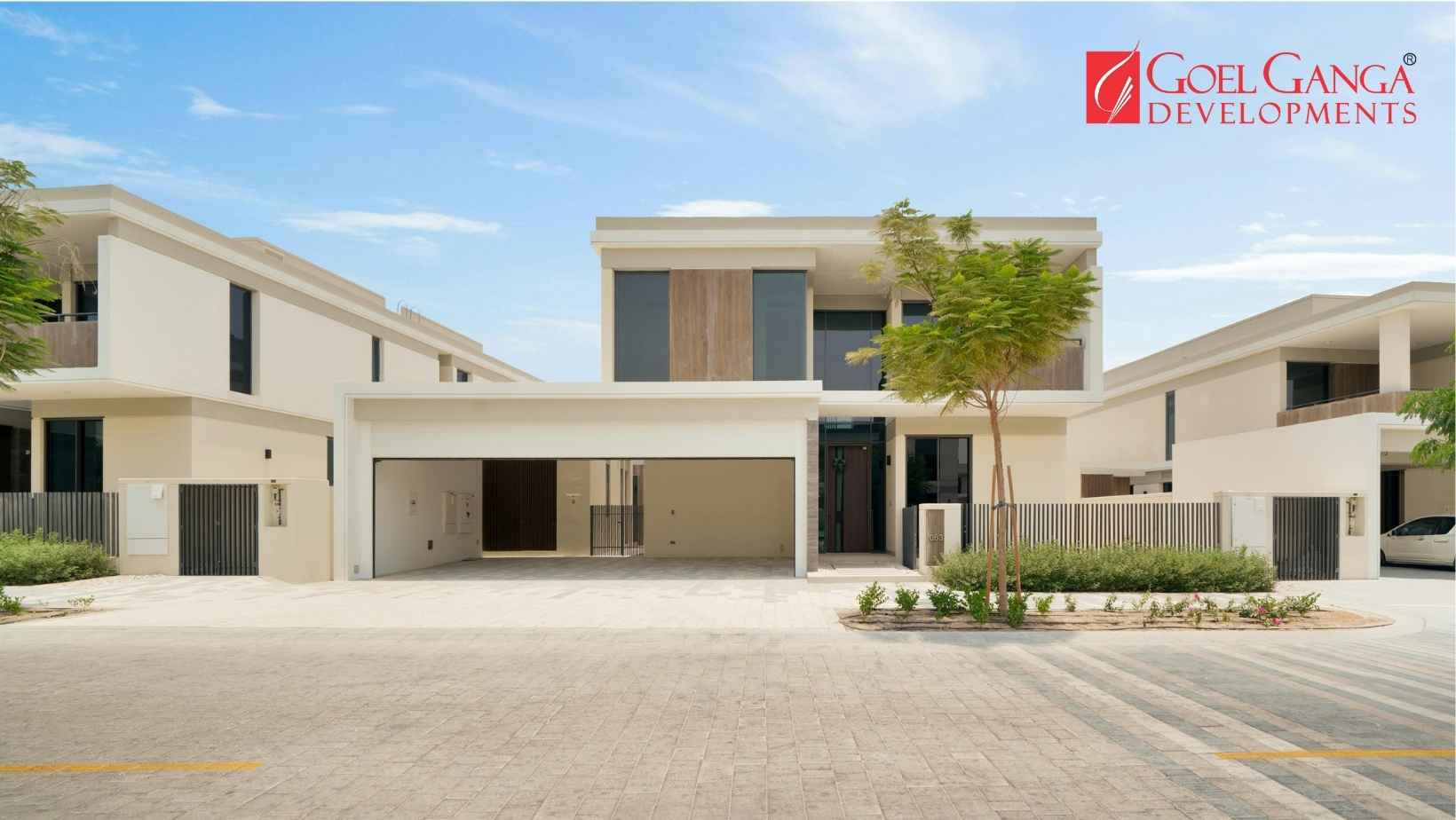 Modern luxury house showcasing elegant architecture and premium design by Goel Ganga Developments.