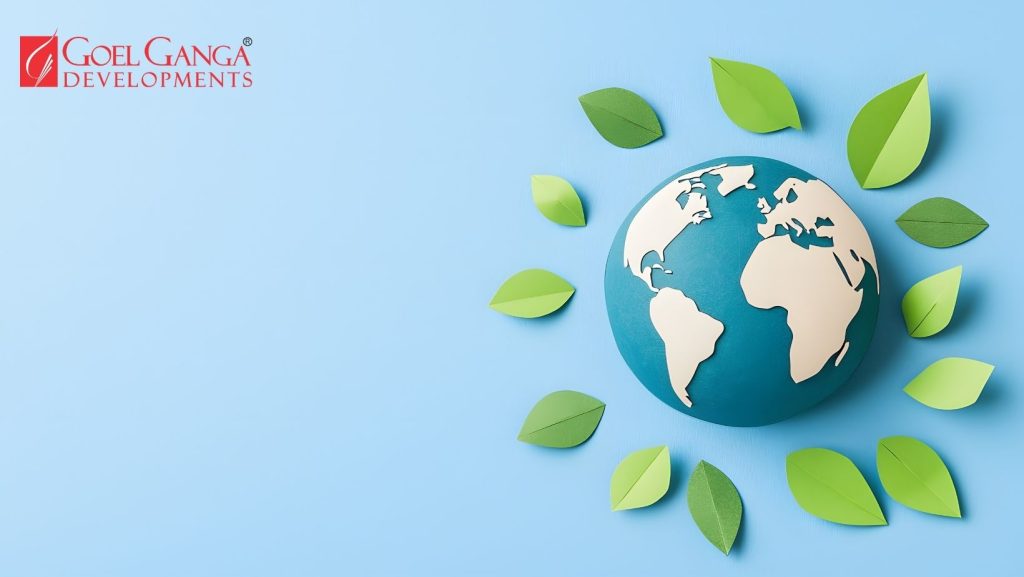 Earth globe surrounded by green leaves symbolising sustainability and eco-friendly living