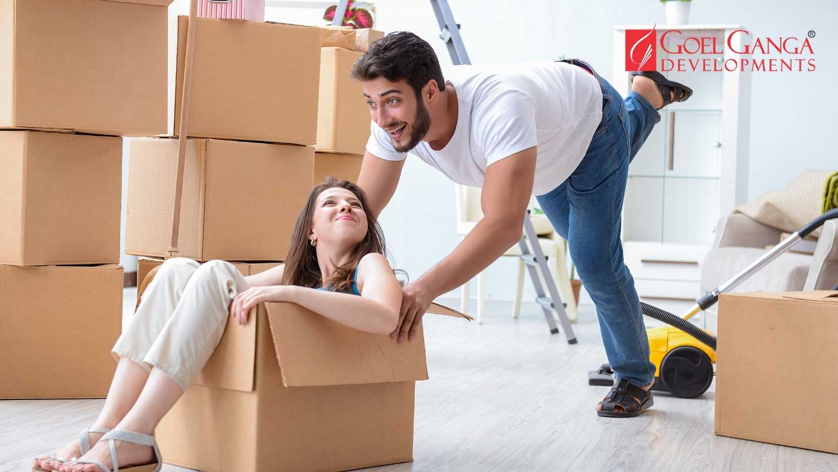 Modern living room interior of ready move flats in Pune