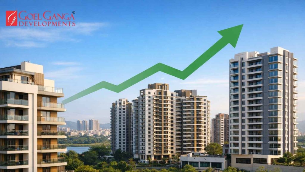 Modern residential buildings in Pune symbolizing stable real estate market after RBI repo rate decision - residential projects in Pune