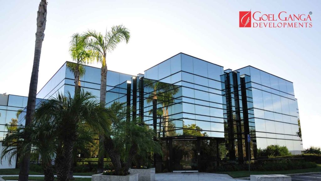 Modern commercial office buildings in Pune business district showing growth of GCC companies