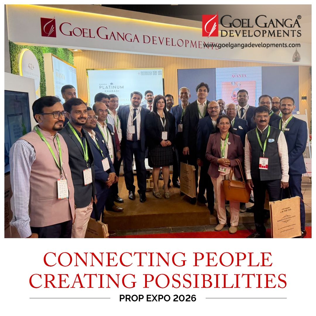 Goel Ganga Developments team interacting with visitors at PROP EXPO 2026 held at JW Marriott Pune.