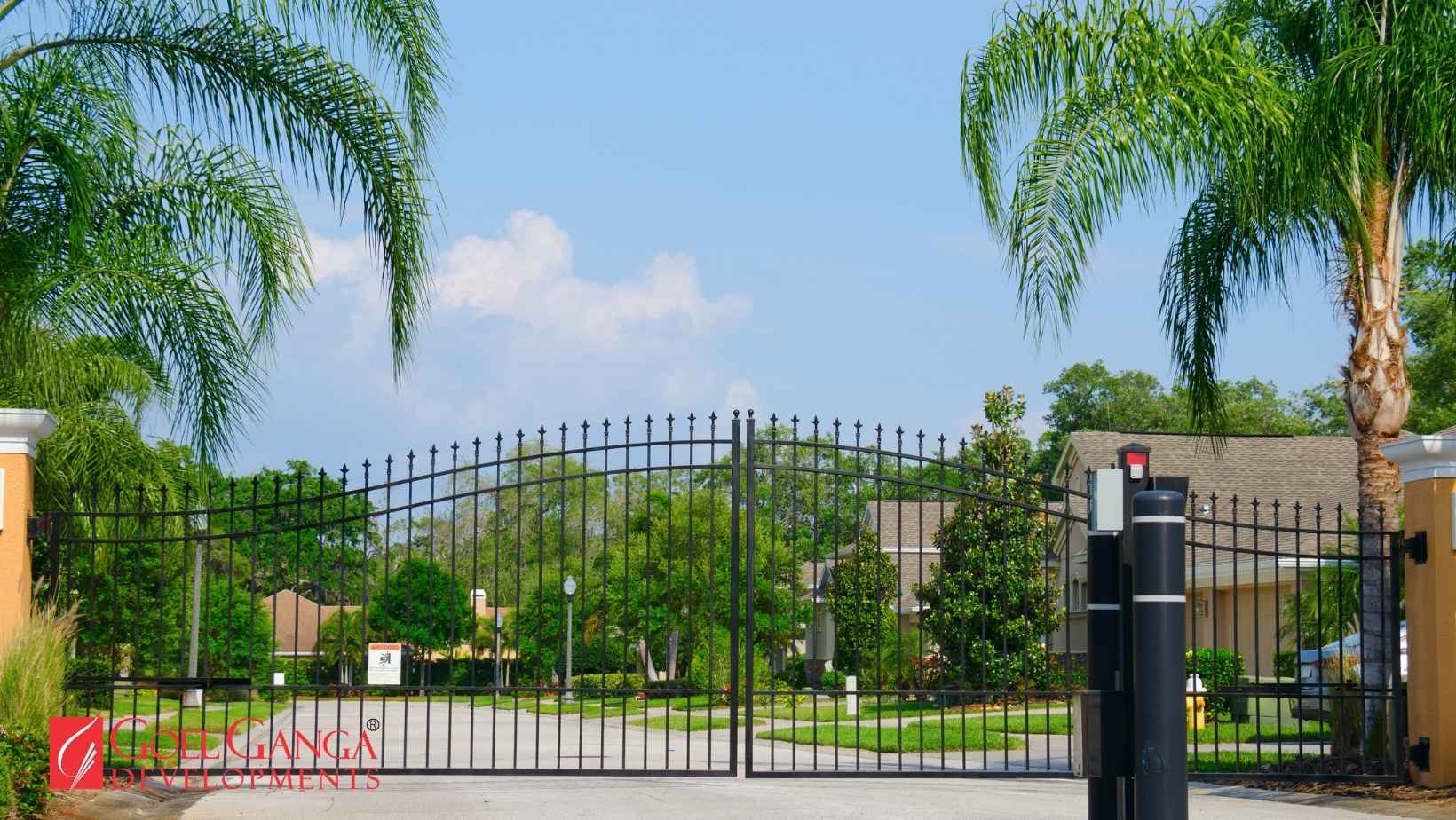 Young family enjoying landscaped gardens and modern amenities in a gated community apartment in Pune.