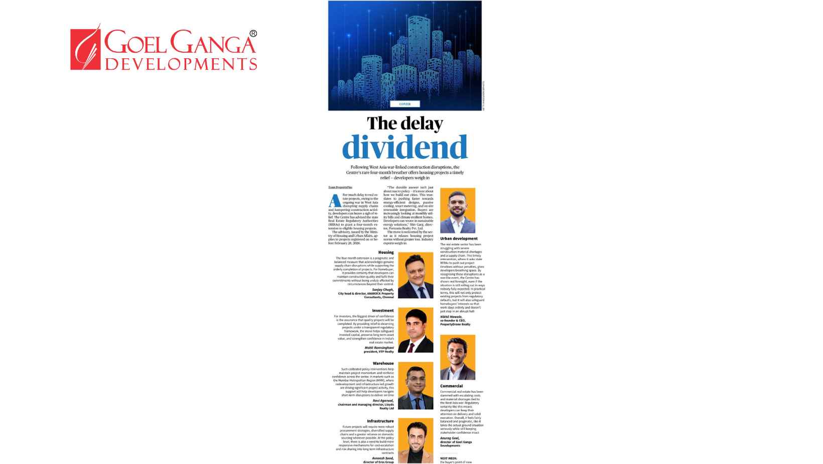 Anurag Goel, Director of Goel Ganga Developments, discussing real estate project timelines